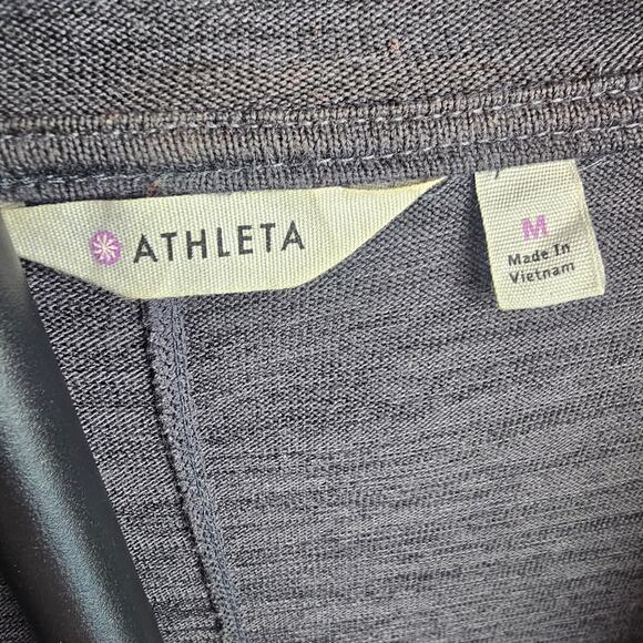 Athleta Hooded Cardigan Wrap Jacket M Gray Open Front Lightweight Drape Layer - Picture 2 of 4